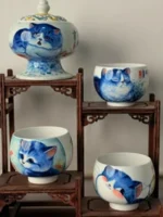 Blue and White Porcelain Cat Master Cup - Image 5